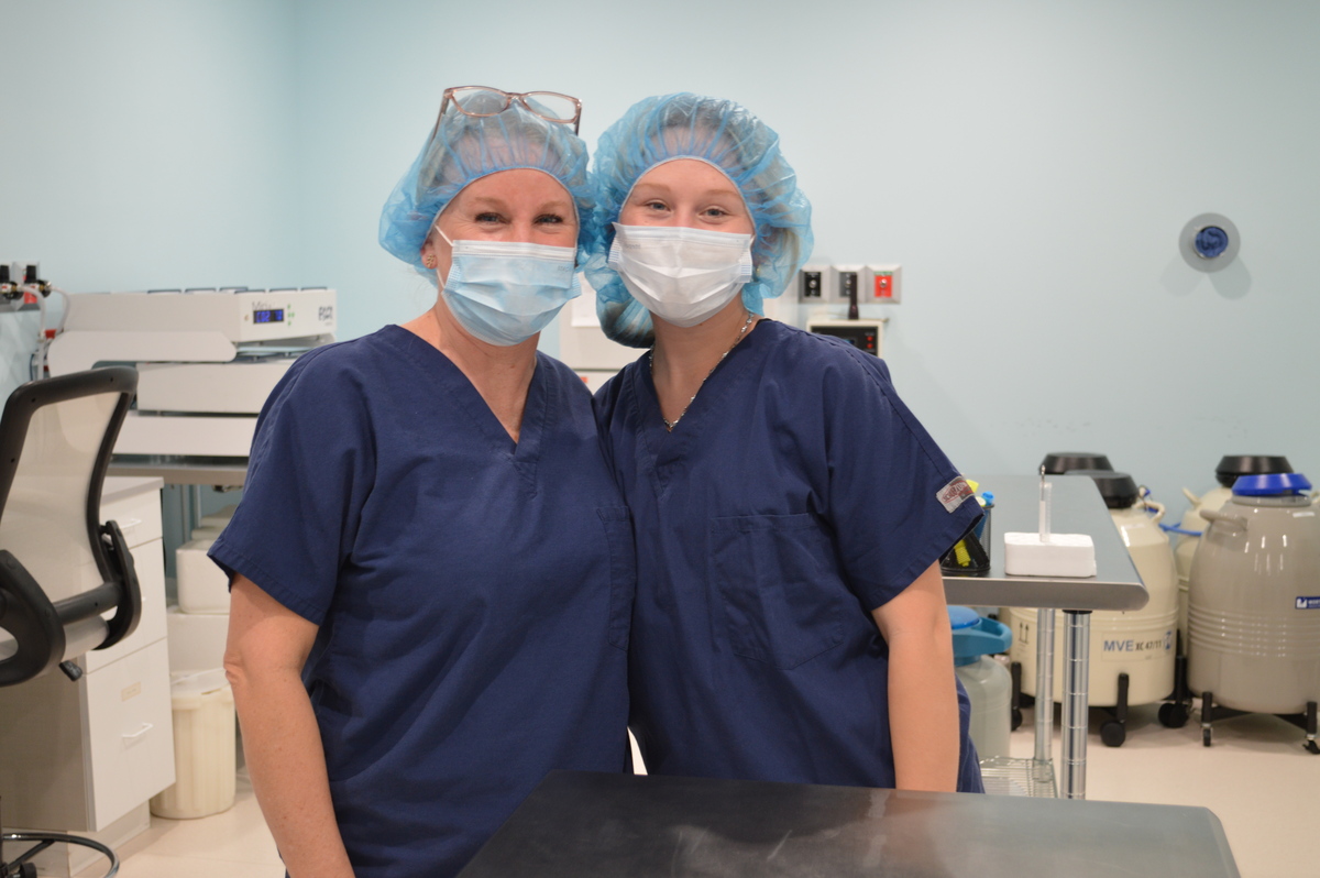 Two women in scrubs